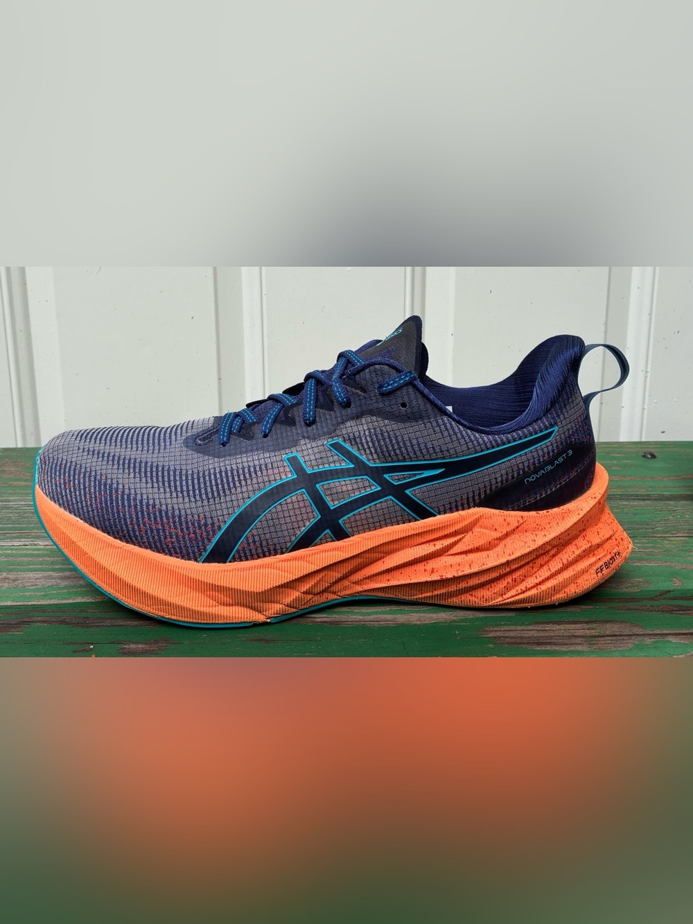Asics Novablast 3 Men's Sz 12 Running Athletic Shoes Orange Blue Sneakers